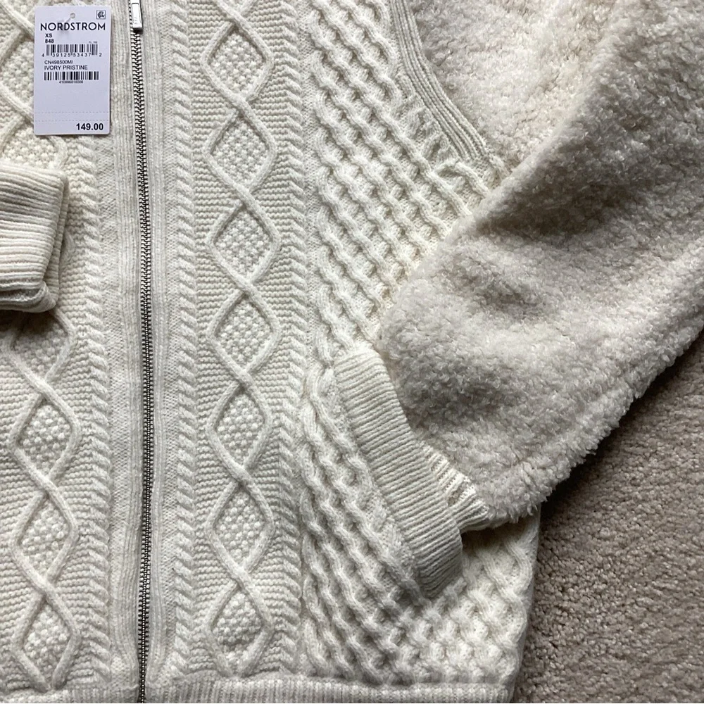 Caslon Cable Zip Up Cardigan XS